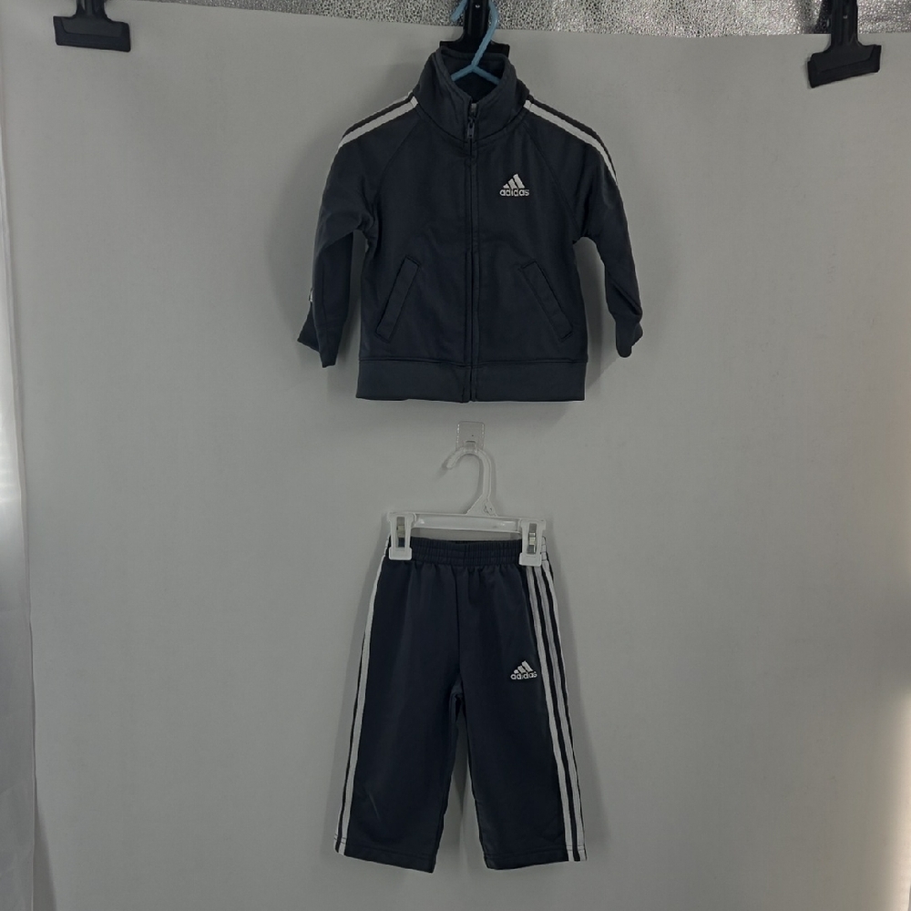 Adidas Kids Tracksuit - Dark Gray with White Stripes - Picture 2 of 15